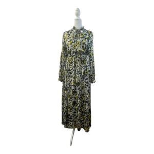 Bcbgmaxazria‎ Dress Womens Medium Long Sleeve Mock Neck Moss Floral Print Midi